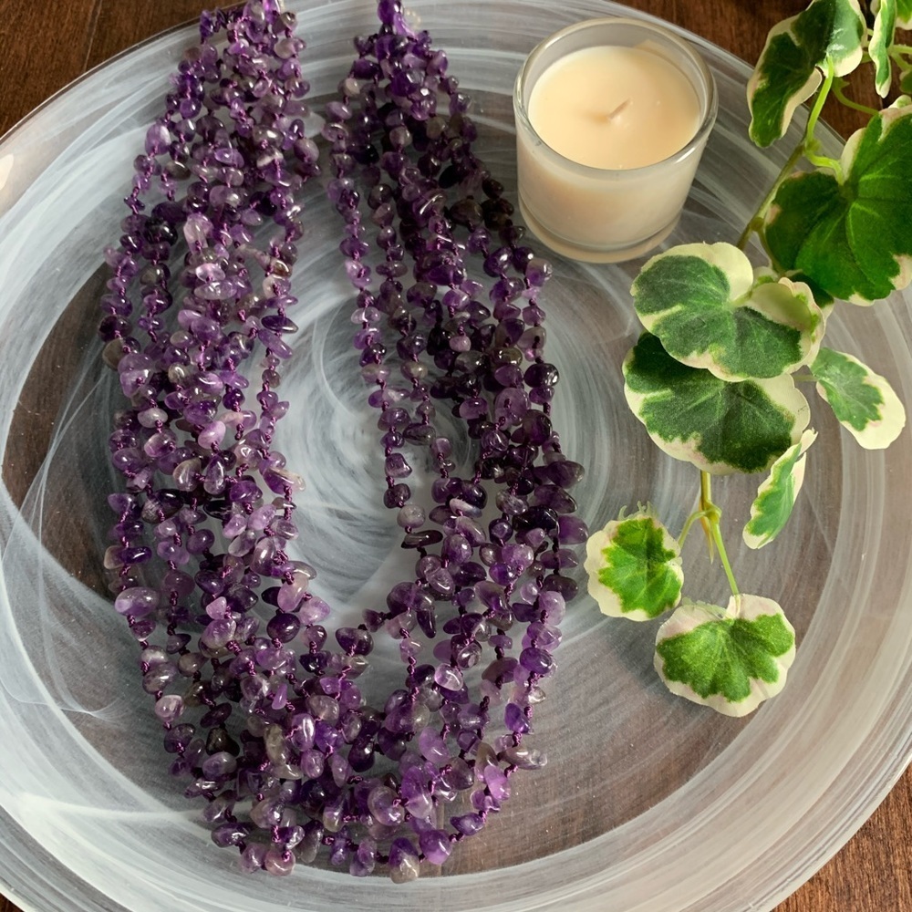 Purple genuine jade necklace